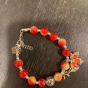 Elegant Red Beaded Bracelet with Silver Accents